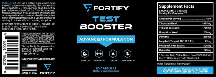 Fortify Supplements Test Booster Advanced Formulation